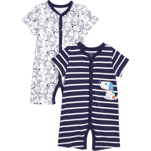 Set of 2 Puppy Cotton Rompers, 9M US