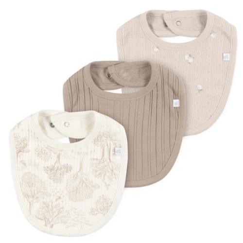 Just Born - 3Pk Bibs Neutral One Size Ivory
