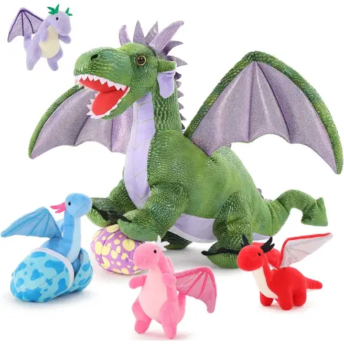 MaoGoLan Dragon Plush Stuffed Animal Family,Giant Mom Dragon Plush Toy with Babies inside,Large Green Stuffed Dragon Bulk for Kid Toddler Birthday Gift