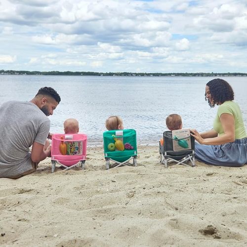 Bright Starts Pop 'N Sit Portable Booster, Indoor/Outdoor Use, Floor Seat with Feeding Tray, Teal, 6 Mos - 3 Yrs