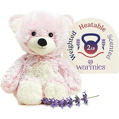 warmies Microwavable & Weighted Stuffed Animals, Pink Bear - Heated Stuffed Animal Plushie for Warmth & Comfort - Cute Soft Plush Toys for Adults & Children (Boys, Girls, Babies & Toddlers)