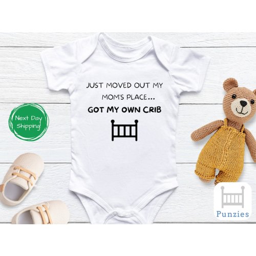 Just moved out my moms Onesie® - Funny Baby Onesies® - Baby Onesies® - Cute Onesies® - Baby Bodysuits - Baby Shower Gifts - Cute Baby Outfit
