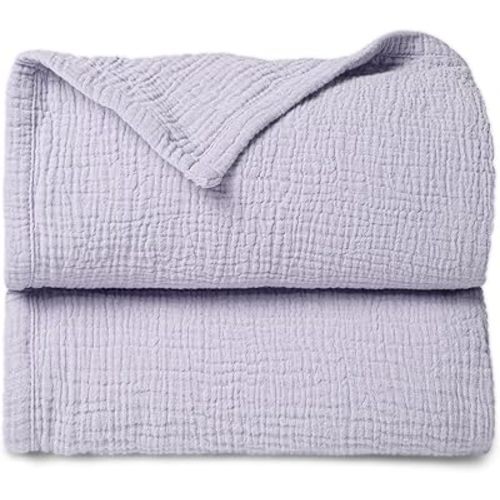 Lulu moon Muslin Quilt Blanket, Crib Blanket for Baby and Toddler,47x47 Inches(Purple)
