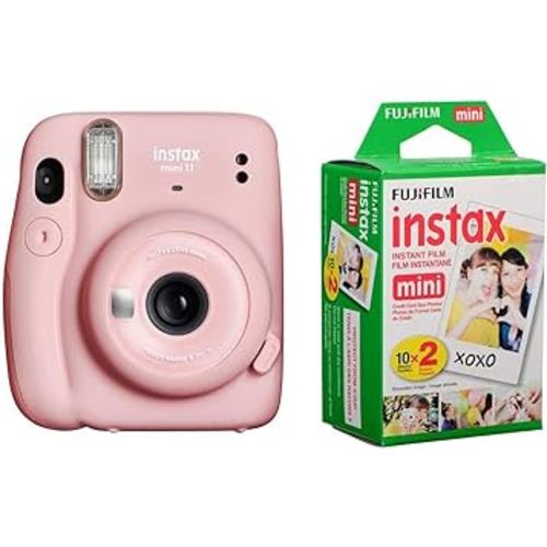 Fujifilm Instax Mini 11 Instant Film Camera, with Fujifilm instax Mini Instant Daylight Film Twin Pack, 20 Exposures (Blush Pink)