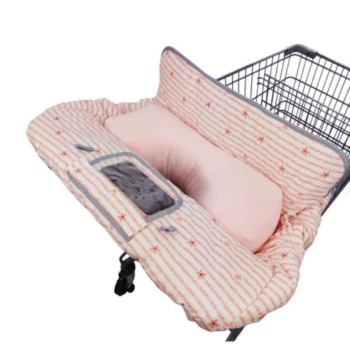 Shopping Cart Cover for Baby/Toddler 2-in-1 High Chair Cover, Easy Attach & Remove, with Cellphone Holder, Pink Strip Star