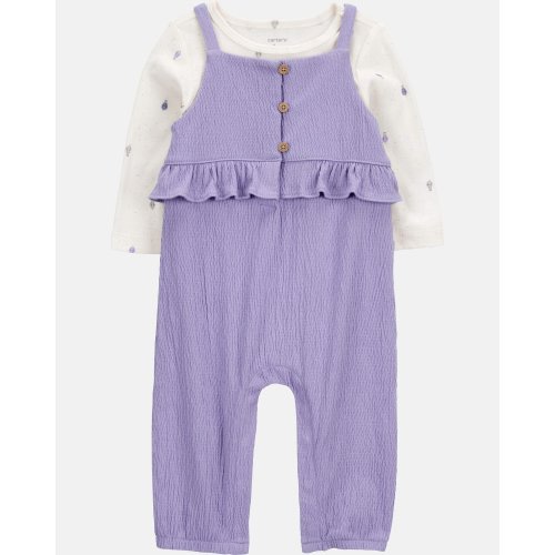 Baby Girl 2-Piece Long-Sleeve Tee & Coverall Set - Purple | Carter's