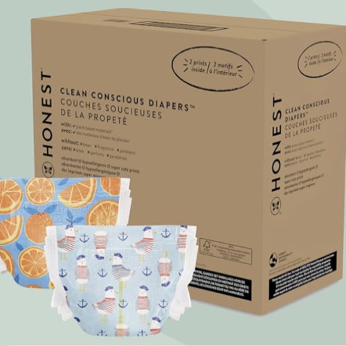Size 3 Diapers: The Honest Company Clean Conscious Diapers for Sensitive Skin | Hypoallergenic, Fragrance Free | Gender Neutral Prints | Super Club Box, (16-28 lbs), 120 Count