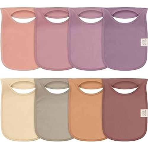 8-Pack Baby Bibs for Boys, Girls - Pullover Bibs for Drooling Teething Baby Girl & Boy Toddler, Newborn, Soft & Absorbent, Cute Colors, Large Torso Coverage Keep Infant Clean & Dry (Mauve)
