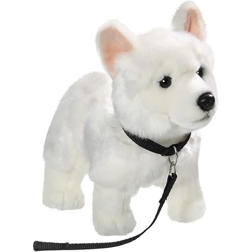 Carl Dick White Shepherd Dog with Lead Standing 9 inches Long, 8 inches high, 26/22cm, Plush Toy, Soft Toy, Stuffed Animal 3485