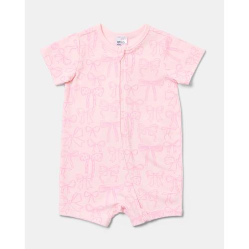 Cotton Short Sleeve Zip Romper - Kmart