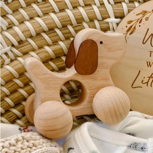 Wooden Dog Toy in gift bag