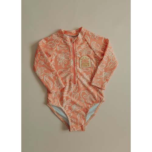 Pink Longsleeve Little Surfer Girl logo swimsuit