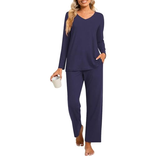 syoss 2 Piece Women's Fall Pajama Sets, Long Sleeve Lounge Sleepwear Ladies Pjs Sets with Pockets