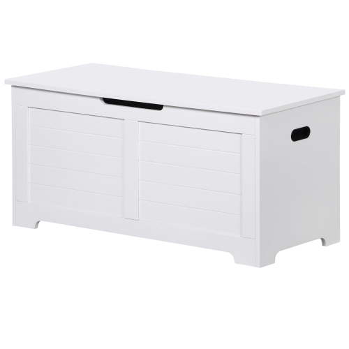 ZenSports 39''L Kids Toy Storage Chest Bench Box W/Safety Hinged Lid for Entryway, Bedroom White
