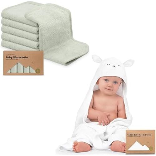 Keababies Baby Washcloths for Newborn, Kids and Baby Hooded Towel - Bath Baby Towels, Face Towel, Face Cloths - Baby Towel, Toddler Towels, Hooded Towels for Baby