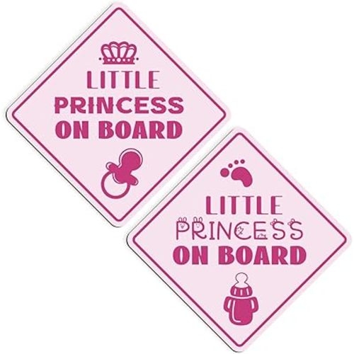 2pcs Little Princess On Board Car Stickers, 5.1x5.1 Inch Reflective Magnetic Baby in Car Sticker for Car Safety Warning Sign Decals Accessories for Various Vehicles