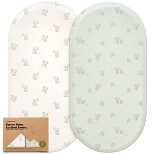 Keababies Organic Bassinet Sheet For Baby Girls, Boys, 2-pack Soothe Bassinet Fitted Sheets, Bedside Bassinet Mattress Sheet (meadow)