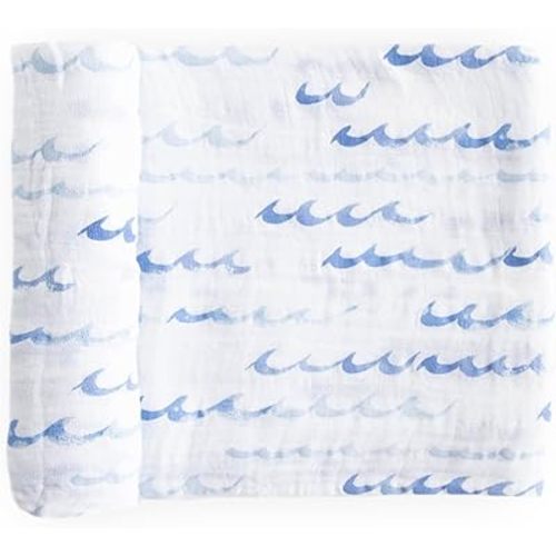 Little Unicorn - Cotton Muslin Swaddle Blanket | Single | 100% Cotton | Super Soft | Newborns and Infants | 47" x 47" | Unisex (High Tide)