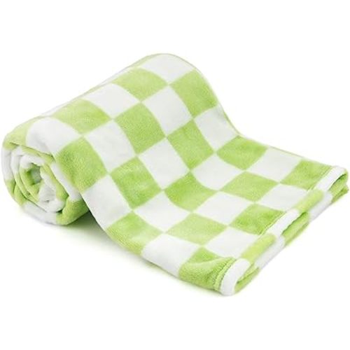 Plush Checkered Baby Blanket for Boys Girls Nursery, 30"*40" Warm Short Fleece Blanket Neutral for Infant Newborn, Small Fuzzy for Sleeping, Chenille or Stroller (Wine Green&White)