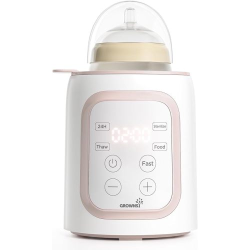 Grownsy Bottle Warmer, 8-in-1 Fast Baby Bottle Warmer for Breastmilk or Formula, Smart Temperature Control and Automatic Shut-Off, Baby Essentials for Newborn-Blush