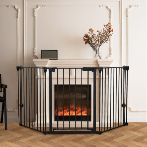 33" - 80" Wide Metal Safety Gate Baby Gates Fireplace Fence 3 Panels | Wayfair