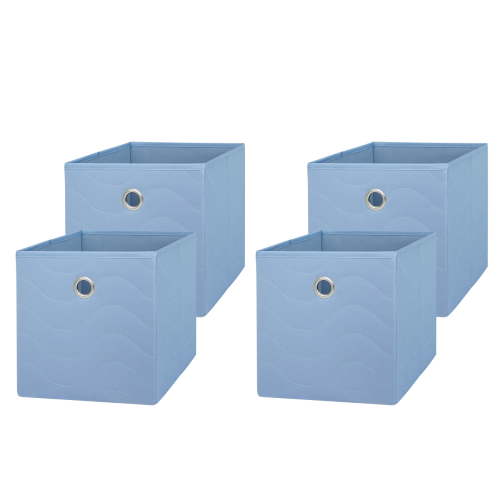 Mainstays Collapsible Quilted Fabric Cube Storage Bins (10.5" x 10.5"), 4 Pack, Placid Blue