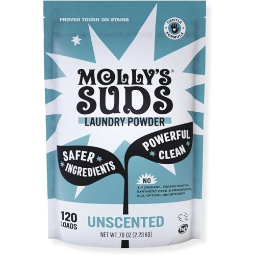 Molly's Suds Original Laundry Detergent Powder | Clean Laundry Detergent Powder for Sensitive Skin | Simple, Effective Ingredients, Stain Fighting | 70 Loads (Unscented)