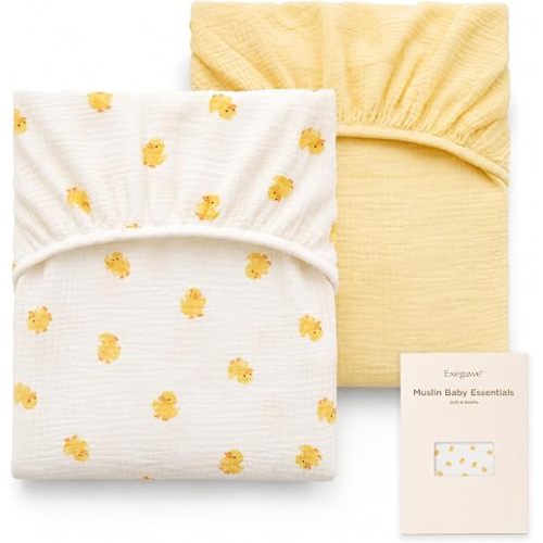 2-Pack Baby Muslin Pack N Play/Mini Crib Sheets 39"x 27"(Duck Set)
