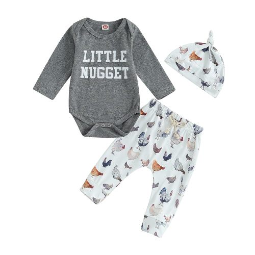 Twopumpkin Infant Baby Boy Farm Letter Bodysuit Romper and Long Pants Newborn Coming Home Outfit Cute Clothes Sets with Hat