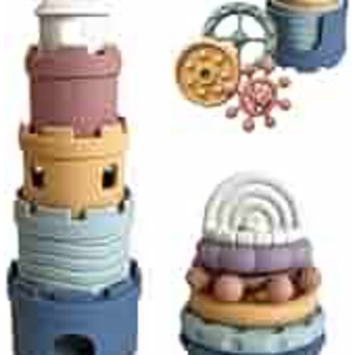 Hippypotamus Baby Stacking Toys - Teething Toys - Stacking Cups - Food-Grade Silicone Teethers - 6+ Months - Soft Bath Toy