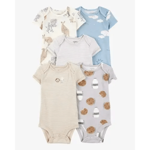 Baby 5-Pack Kangaroo Cloud Short-Sleeve Bodysuits - Carter's | Carter's