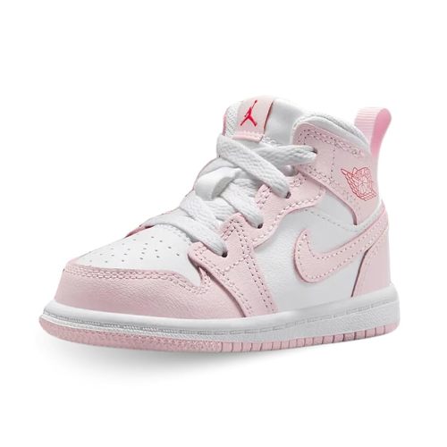 Jordan 1 Mid Baby/Toddler Shoes (DQ8425-608, Pink Foam/Fire Red/White)