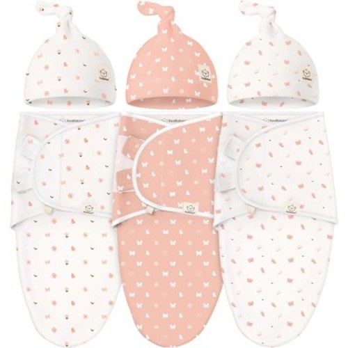 KeaBabies 3-Pack Organic Swaddle Sleep Sacks Baby with Newborn Beanies, Premies Swaddles Wrap 0-3 Months, Ergonomic Wearable Blanket