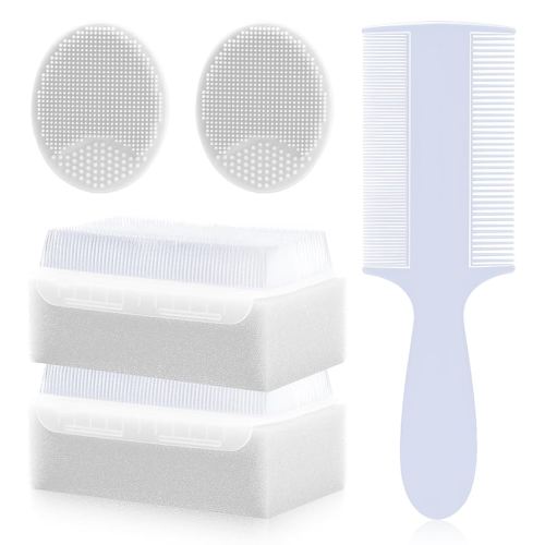 Cradle Cap Brush for Babies, 5Pcs Cradle Cap Treatment Set with Soft Bristle Brushes Silicone Scrubber Long Comb for Newborn Bathing Essentials Baby Brush and Comb Set (White)