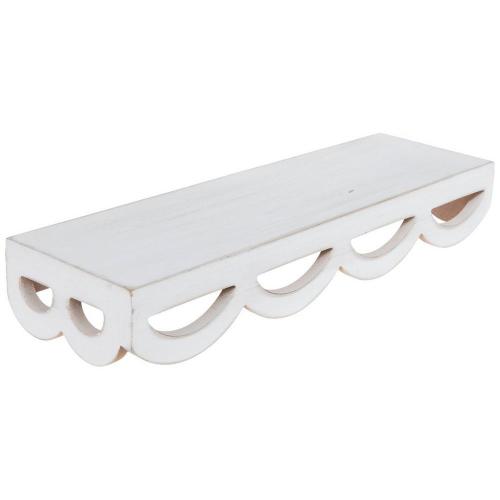 White Scalloped Wood Floating Shelf