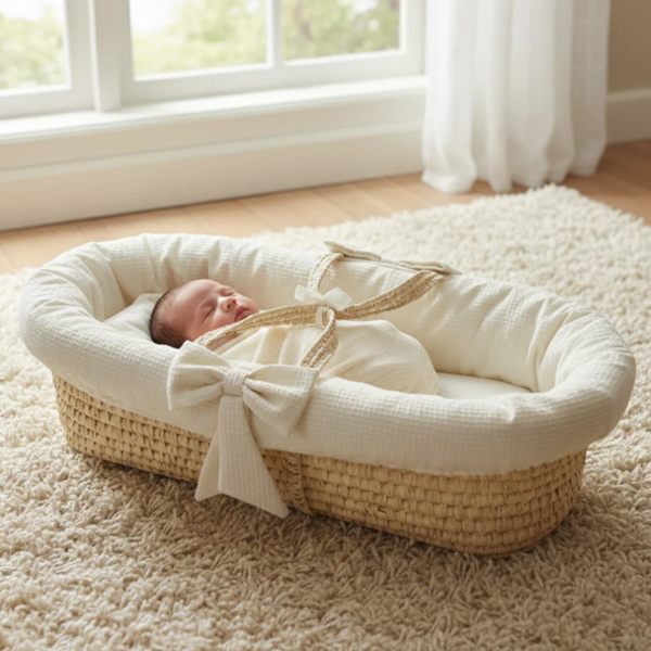 Waffle Pique Baby Moses Basket