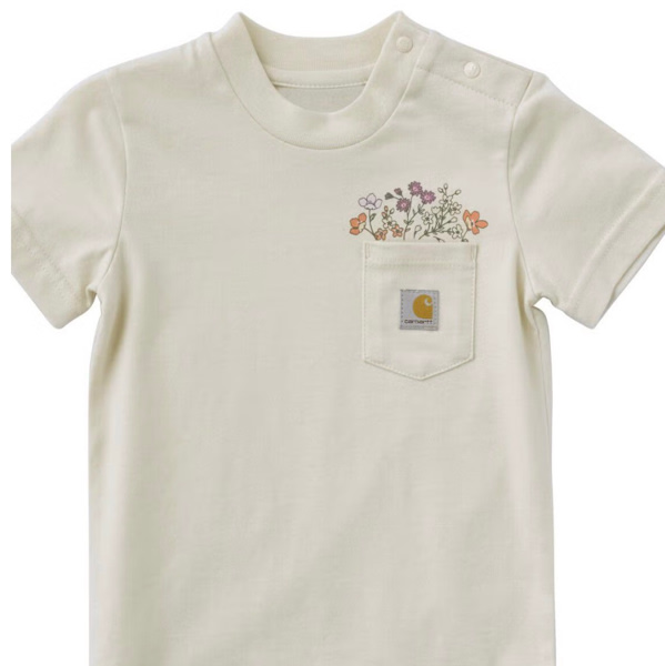 Carhartt Infant Girls' Flower Pocket Short Sleeve Onesie