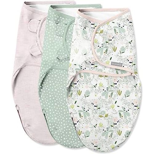 SwaddleMe by Ingenuity Swaddle in Size Small/Medium, For Ages 0-3 Months, 7-14 Pounds, Up to 26 Inches Long, 3-Pack Baby Swaddle with Easy Change Zipper