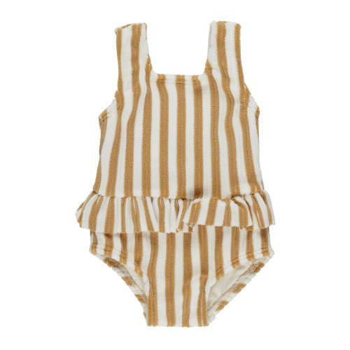 Rylee & Cru Skirted One-Piece Swimsuit, Marigold Stripe