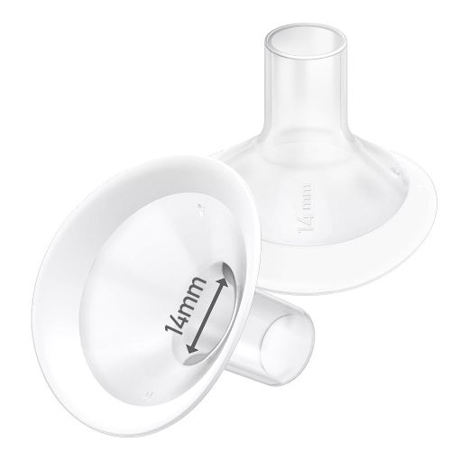 2pcs 14mm Soft Rim Flanges with 106 Degree Wider Opening Angle for Medela Breast Pump, PersonalFit, Freestyle, Maxflow, Freestyle Flex Swing Maxi Connector, Lansinoh Signature Pro