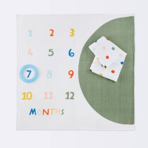 Milestone Swaddle Baby Blanket With Felt Frame - Multi Dot - Cloud Island™