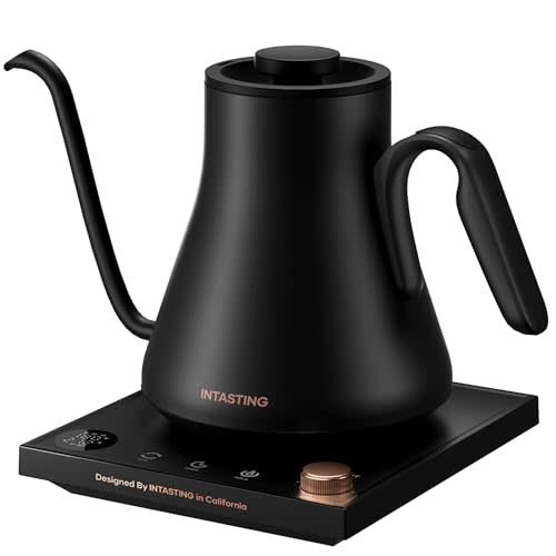 INTASTING Electric Kettles, Gooseneck Electric Kettle, ±1℉ Temperature Control, Stainless Steel Inner, Quick Heating, for Pour Over Coffee, Brew Tea, Boil Hot Water, 0.9L Black