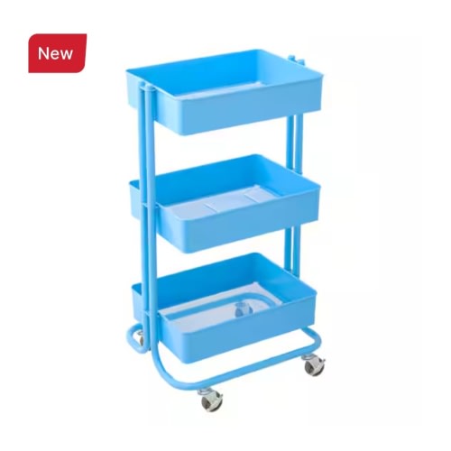 Lexington 3-Tier Rolling Cart by Simply Tidy® color: Cerulean