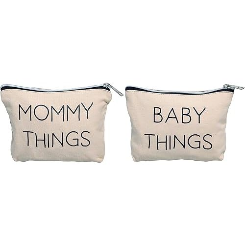 Pearhead Mommy and Baby Canvas Pouch Set, Gift For New Moms, Matching Travel Cases for New Mothers and Expecting Moms, Minimalist Cosmetic and Accessory Bag, Set of 2