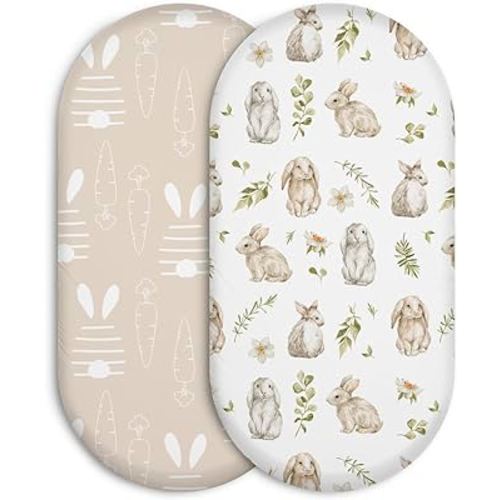 Bassinet Sheets, Bassinet Sheets for Baby Boy and Girl, Bassinet Sheet Neutral, Fit for Rectangle, Round, Oval, Hourglass Mattress, Flexible for Different Bassinet Pad/Mattress 2 Pack