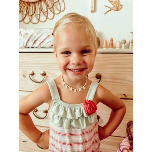 Toddler Name Necklace with Mother of Pearl Letter Necklace, Custom Kids Necklace, Gift for Little Girls, Children's Birthday Gift