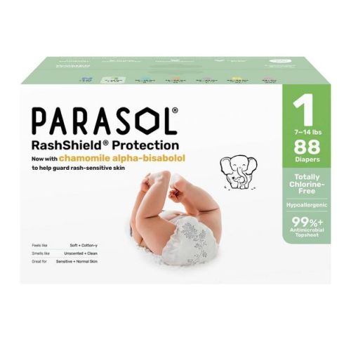 Parasol Chlorine-Free Diapers with RashShield Protection - Size 1 - 88ct