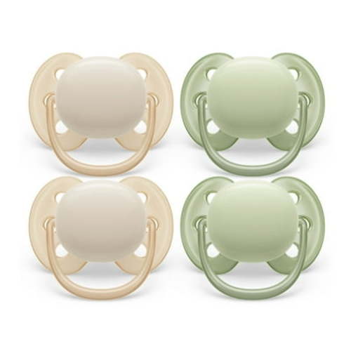 Philips Avent Ultra Soft Pacifier - 4 X Soft and Flexible Baby Pacifiers For Babies Aged 0-6 Months, Bpa Free with Sterilizer Carry Case (Model SCF091/23)