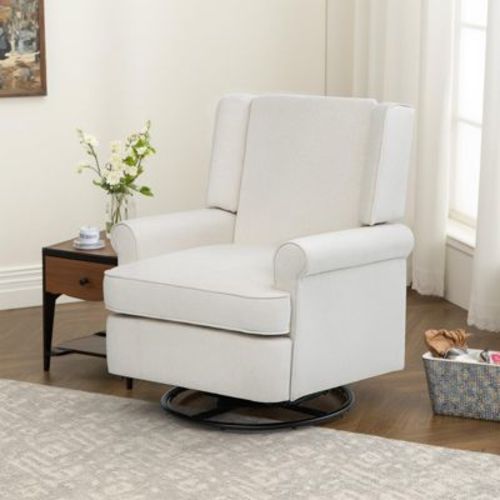 Swivel Rocker Chair, 360° Rocking Glider Recliner Chairs, Manual Nursery Glider with Soft Upholstered Seat & Backrest