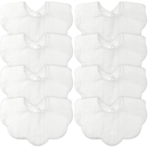 EllieHouse Baby Bibs for Girls Boys 8 Pack Muslin Drool Teeth Drooling Teething Bibs Muslin Cotton for Toddler Infant